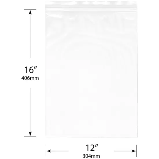 Plymor 12" x 16", 2 Mil Zipper Reclosable Plastic Bags {3}