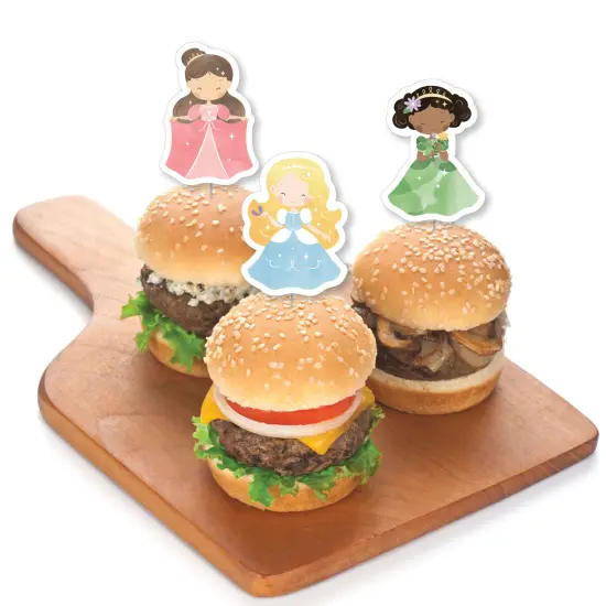 Big Dot of Happiness Princess Dessert Cupcake Cake Toppers, Colorful Princess Character Cutouts Birthday Decorations with Clear Treat Picks, Set of 24 {4}