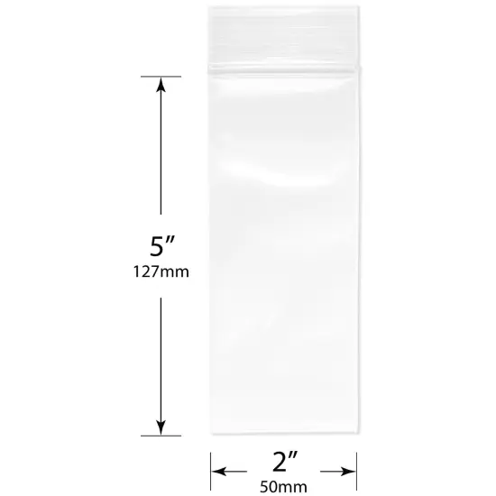 Plymor 2" x 5", 4 Mil Heavy Duty Zipper Reclosable Plastic Bags {3}