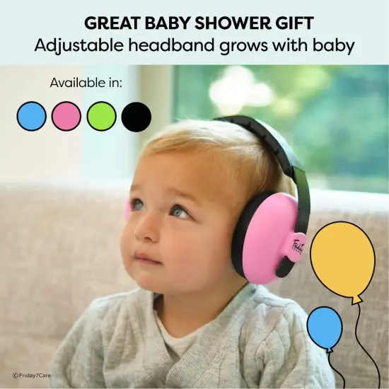 Friday 7Care Baby Headphones - Baby Ear Protection, Noise Cancelling Headphones with Adjustable Headband for Ages 0-24 Months, Pink Multicolor {5}
