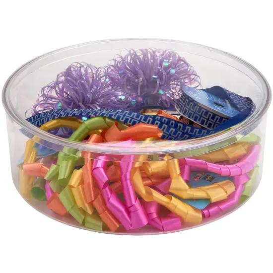 Pioneer Plastics 250C Clear Large Round Plastic Container, 9.9375" W x 3.5625" H {4}