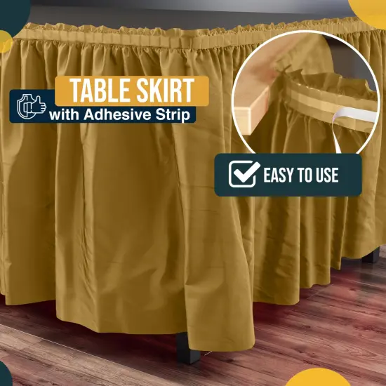 Ruffle Disposable Table Skirt 14 Ft Long Pleated Table Skirts with Adhesive Strip &ndash; Fits 6ft+ Rectangle or Round Tables &ndash; Ideal for Birthday Parties, Gender Reveal, Baby Showers & Event Decorations 6 pack by Exquisite Gold {3}