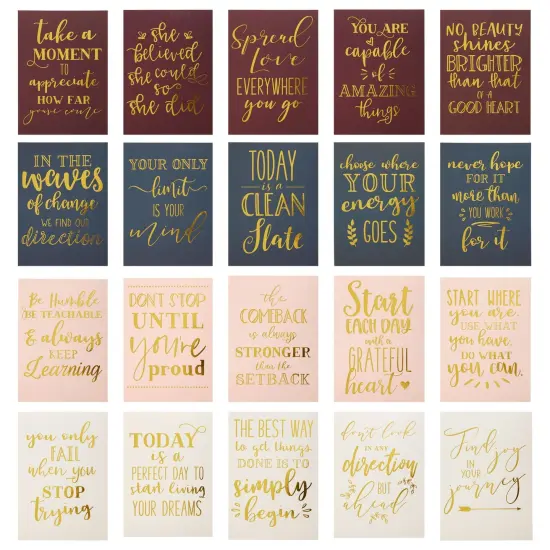 20 Pack Daily Motivational Quotes for Desk with Wooden Stand for Cubicle Decor, Inspirational Desk Supplies for Women Office, Teachers, Office Instructors (5 x 7 Inches) {4}