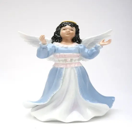 Ceramic African American Angel Girl Figurine, Home D&eacute;cor, Religious D&eacute;cor, Religious Gift, Church D&eacute;cor, Baptism Gift {3}