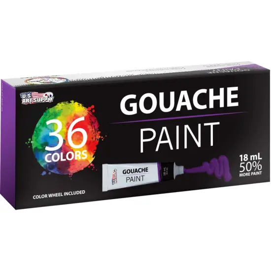 Professional 36 Color Set of Gouache Paint in Large 18ml Tubes - Bonus Color Mixing Wheel {5}