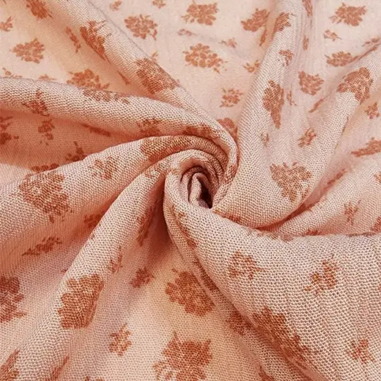 1 Yard Textured Baby Pink Rayon Crinkle Fabric For Stylish Dresses Blouses Skirts Lightweight Apparel 50/52" Width {2}