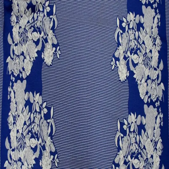 1 Yard Elegant Royal Off-White Floral Jacquard Fabric 52/54" Width {3}