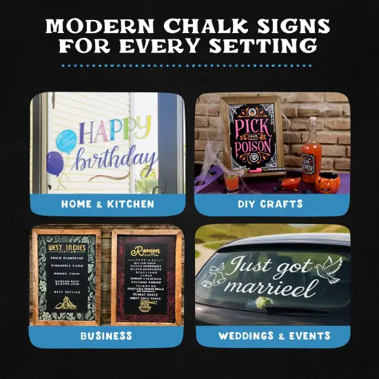 VersaChalk 28 Count Liquid Chalk Markers &ndash; 3mm Fine Tip, Erasable, Non-Toxic Chalk Pens for Chalkboards, Glass, and Windows &ndash; Easy Wipe {3}