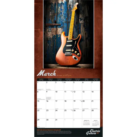 Electric Guitars | 2026 12 x 24 Inch (Hanging) Monthly Square Wall Calendar | Foil Stamped Cover | Plastic-Free {3}