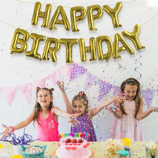 Happy Birthday Balloon - Gold Mylar Capital Foil {5}