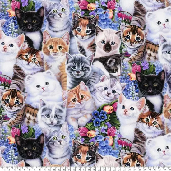 Cats on Cats Anti-Pill Premium No-Sew Throw Fleece Fabric Kit (72x60) {2}