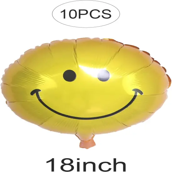 10 Pack - Smiley Face Mylar Foil Balloons (YELLOW) {2}
