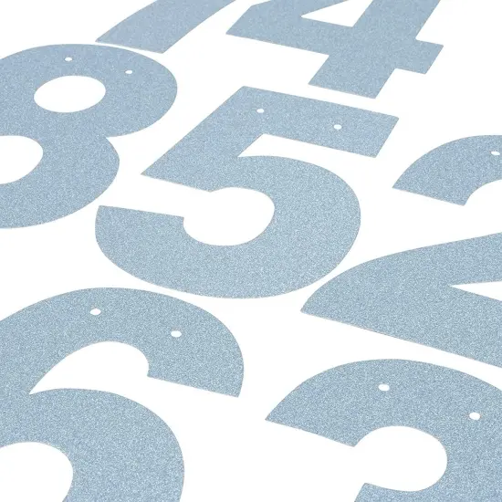 126 Pack Blue Glitter Letters, Custom Banner Kit with Letters A-Z, Numbers 0-9, Hearts, Stars, and 3 Strings {3}