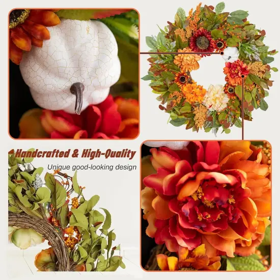 Artificial Autumn Fall Wreath {3}