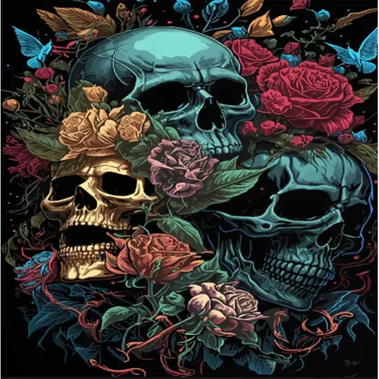 Skull Diamond Art Kits for Adults- Skeleton Diamond Painting Kits {1}