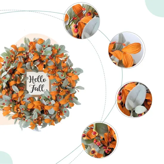 22'' Fall Wreath with Hello Fall Sign {2}