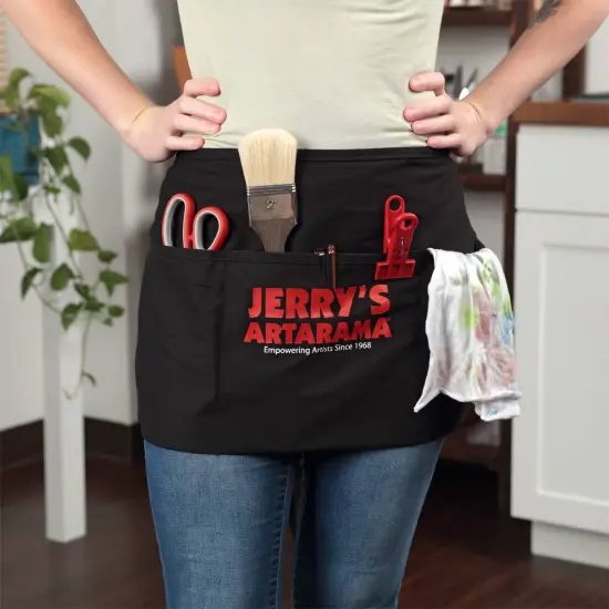 Jerry's Artarama Waist Apron for Art Supplies - Black Tie-Back Half-Apron with 3 Large Pockets, 24" W x 11-1/2" D, 45% Polyester, 55% Cotton, Machine Washable, Studio & Workshop Use {7}