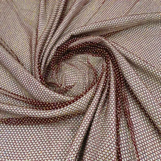 1 Yard Sparkly AB Rhinestone Fishnet Fabric Stretch Mesh for Costumes, D&eacute;cor, and Apparel Burgundy Iridescent {1}
