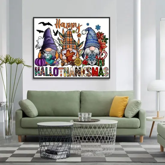 Diamond Art Kits for Adults,5D Halloween Diamond Painting DIY Gnome-12x16inch {3}