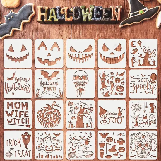 20 Pieces Halloween Painting Stencils - 6 x 6 Inch {1}