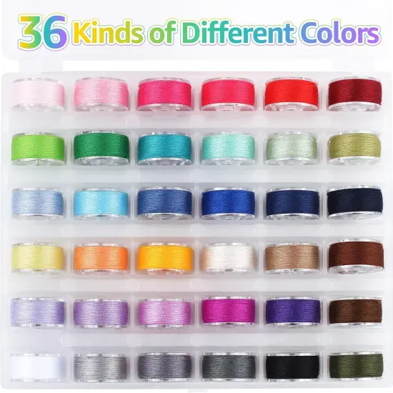 36Pcs Bobbins and Sewing Threads Prewound Bobbins with Case {3}