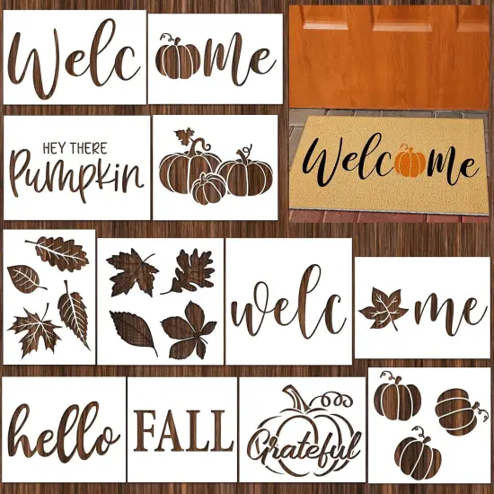 12 Pcs Large Fall Stencils - Reusable {1}