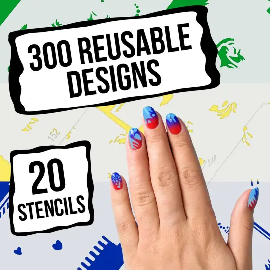 Airbrush Nail Stencils - Nail Art Stencils Set #8: 320 Unique Designs from 20 Individual Templates {4}