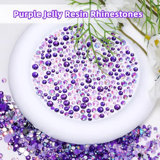18000 Pcs Purple Jelly Flatback Rhinestones - 3-6MM {3}