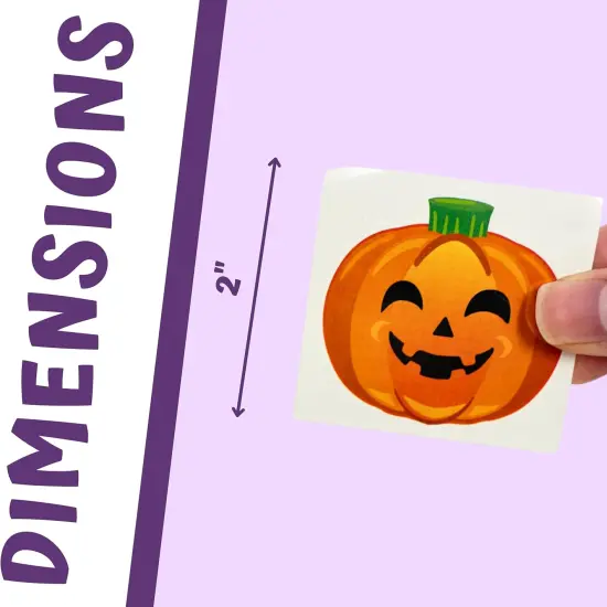 4E's Novelty 144 Pack Halloween Temporary Tattoos for Kids &ndash; 2" Waterproof Non-Toxic Tattoos Bulk, 6 Cute Spooky Designs, Individually Wrapped Party Favors, Trick or Treat Goodie Bag Fillers {4}