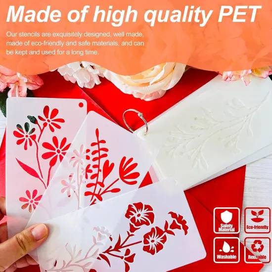 18PCS Flower and Butterfly Stencils - 6x3 Inch {2}