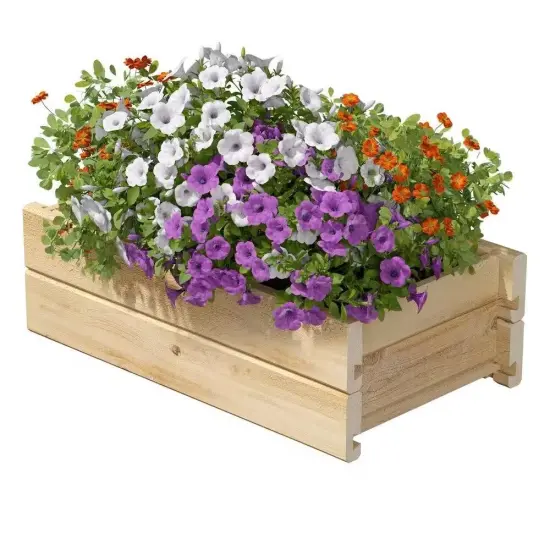 Outdoor Gardening Rectangular Cedar Wood Raised Planter Box for Flowers Herbs or Vegetables {2}