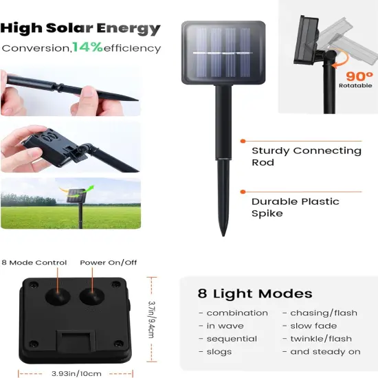 2 Pack Orange 33ft 100 LED Halloween Solar Fairy Lights Outdoor {4}