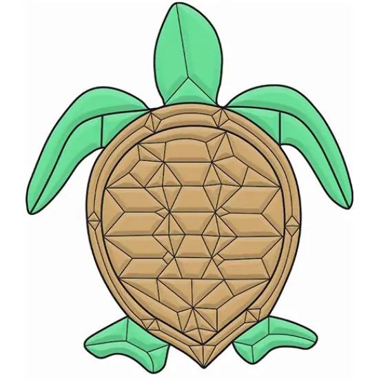 7-7/8" X 9" Colored Exquisite Glass Sea Turtle Bevel Cluster COEC306 {1}