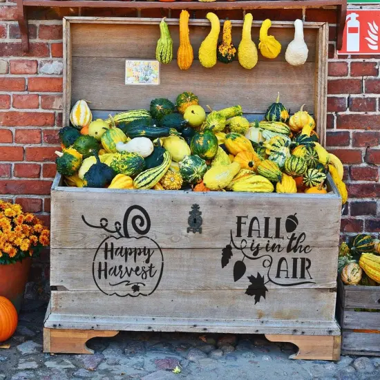 9-Piece Fall Stencils - Reusable Plastic Autumn Stencils for Farmhouse Decor, 7.9 Inches {3}