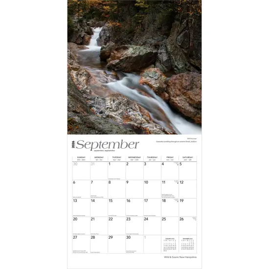 New Hampshire Wild & Scenic | 2026 12 x 24 Inch (Hanging) Monthly Square Wall Calendar | Plastic-Free {4}