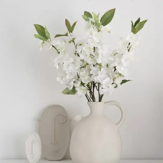 4pcs Artificial Cherry Blossom Stems Silk Peach Blossom Branches Long Stems for Vase Arrangements Home Wedding Table Decor Pink {6}