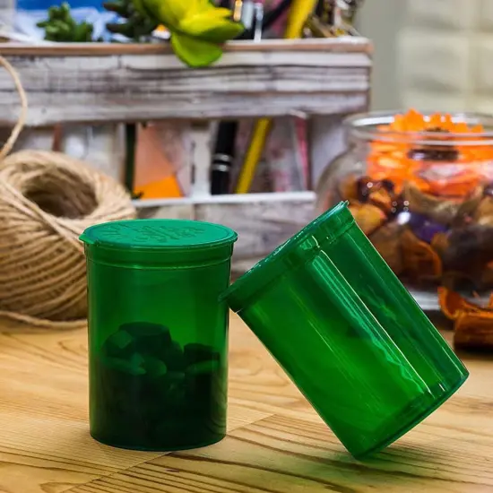 20 Pack Empty Pill Bottles with Pop Top Caps, 30 Dram Medicine Containers, Prescription Vials with Lids (Green) {6}