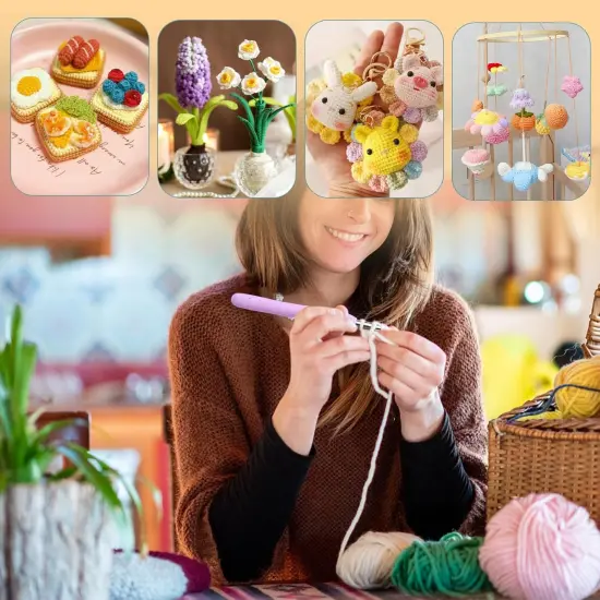 38 Pack Crochet Hooks Set, 13 Pcs 2mm(b)-10mm(n) Ergonomic Soft Grip Crochet Handles, Crochet Needle with Storage Case, for Arthritic Hands, Extra Long  Knitting Needles {5}