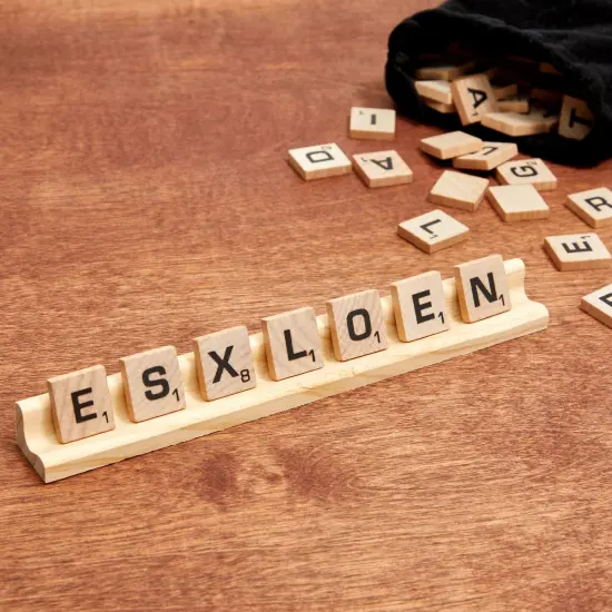 12 Pack Wooden Letter Racks for Scrabble Tiles Pieces, Replacement Game Tray Holders for Crafts (7.5 x 0.75 x 0.85 in) {3}