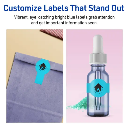 Avery Bright Blue Paper Labels, 1.5" x 3.5" Wraparound {3}