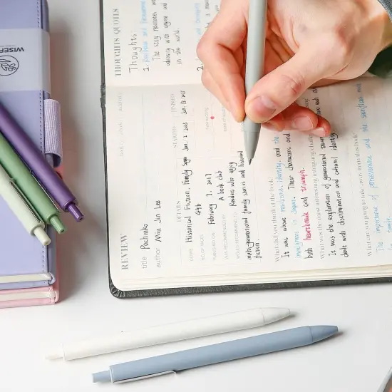 5 Pack Cute Gel Pens Retractable Quick Dry Gel Ink Pen Fine Point 0.5mm Black Ink Rolling Ball Gel Pens Smooth Writing Aesthetic Pens (5pcs - red, blue, purple, green, gray) {2}