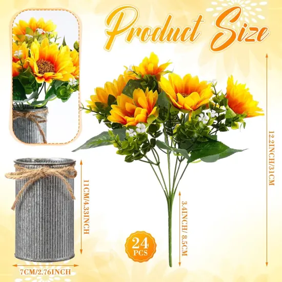 24 Sets Summer Sunflowers Artificial Flowers Tables Centerpieces {3}