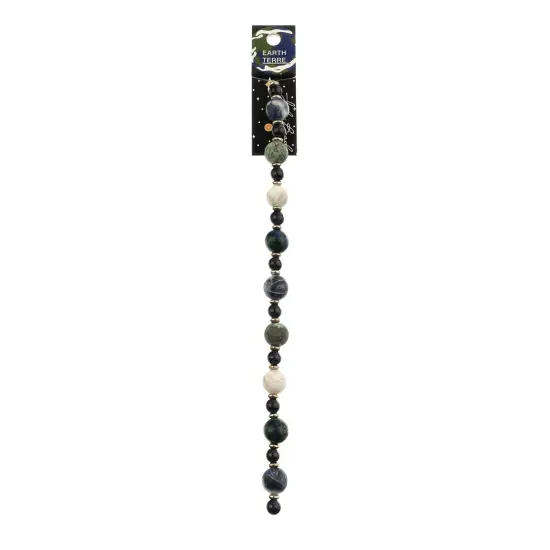 John Bead 10mm Solar System Universe Galaxy 7" Bead Strand Earth {3}