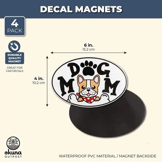 Dog Mom Waterproof Car Magnets, Vehicle Magnetic Bumper Sticker for Gifts (6 x 4 in, 4 Pack) Multicolor {2}