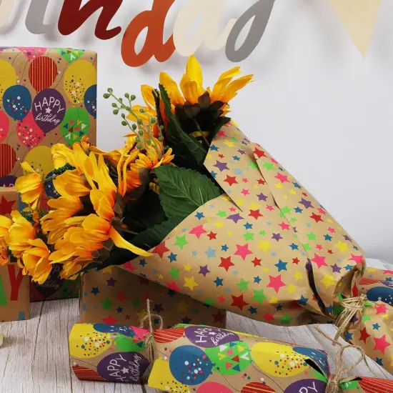 Birthday Wrapping Paper Roll for Kids, 30 Inch x 33 Feet (83 sq. ft) {4}