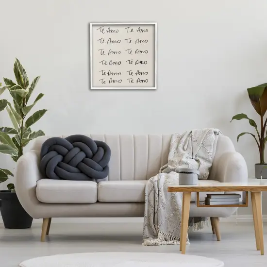 Stupell Industries Te Amo Repetitivo Framed Giclee Art White Framed {2}