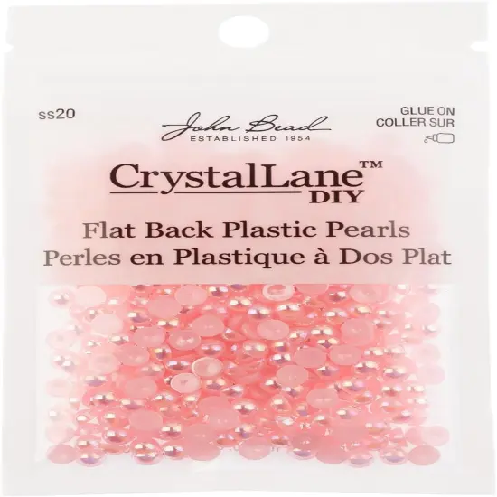 Crystal Lane DIY SS20(5mm) Plastic Pearl Flatback Rhinestones, 575pcs Pink AB {3}