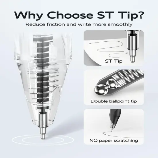 12 Pack Black Gel Pens, Quick Dry Black Ink Pens, 0.5mm Fine Point Retractable Smooth Writing Pens for Journaling, Writing, Business Gel Pen for Office School & Home Supplies(Black) {5}