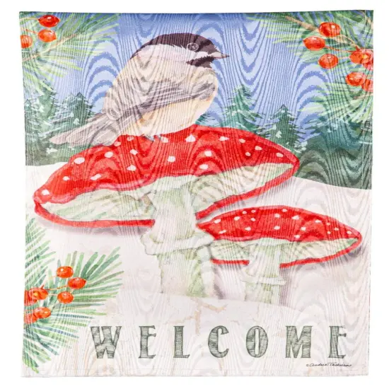 Chickadee and Winter Welcome Garden Flag 2 Sided {1}