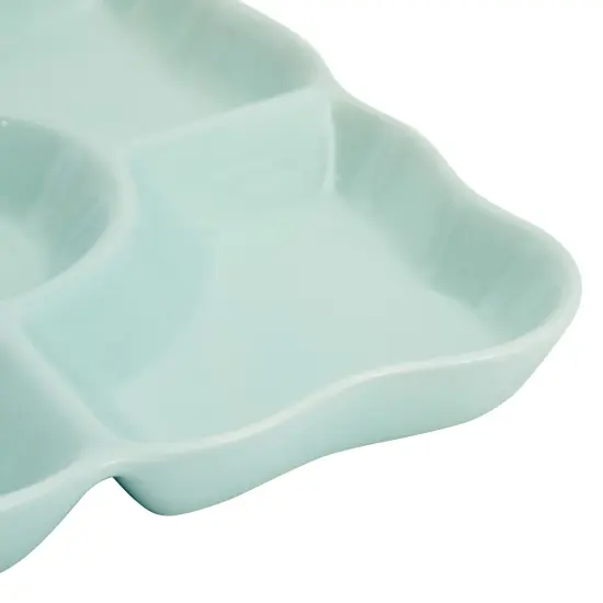 2 Pack Porcelain Divided Serving Tray for Appetizers, 5 Compartments (Light Blue, 9.5 In) {3}